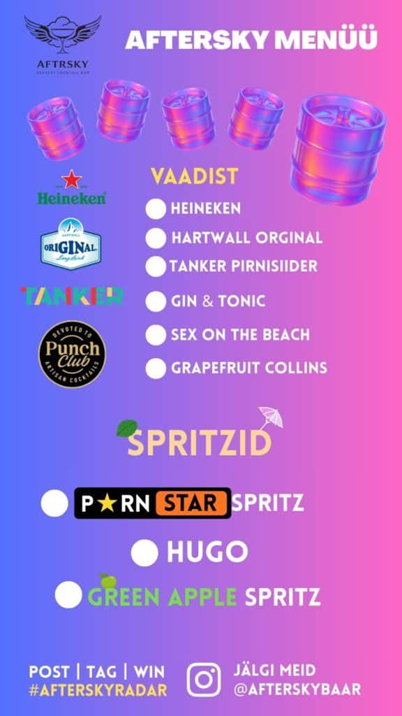 AfterSky liikuv kokteilibaar ja jäätisekokteilid menüü lk 3