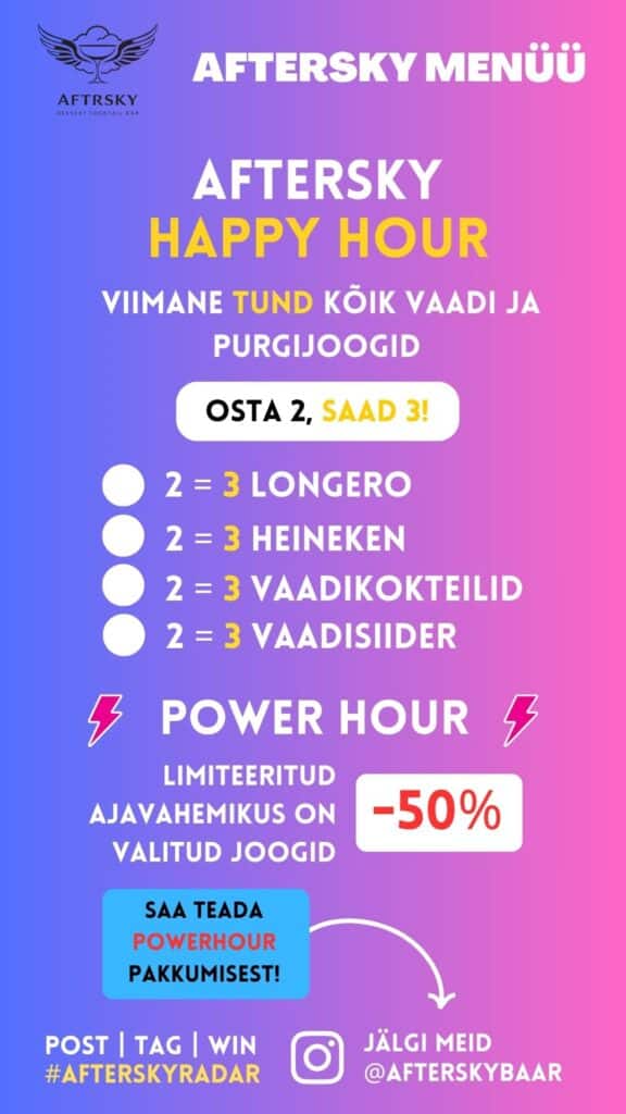 AfterSky liikuv kokteilibaar ja jäätisekokteilid menüü lk 5